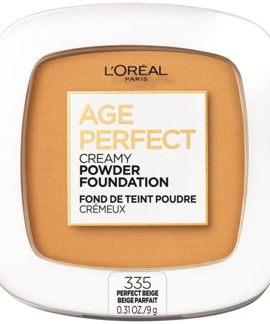 L'Oreal Paris Age Perfect Serum Creamy Foundation Makeup, 0.31 fl oz

Blurs pores and lines and keeps skin hydrated with a shine-free finish
Evens tone and provides natural coverage that won't cake or settle into lines
Age-perfect cream