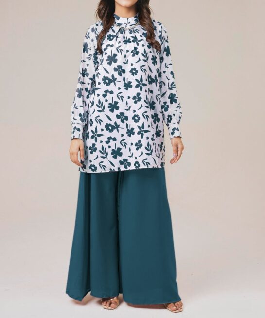 ZINC PRINTED SHIRT WITH PALAZZO – ELEGANT TWO-PIECE SUIT